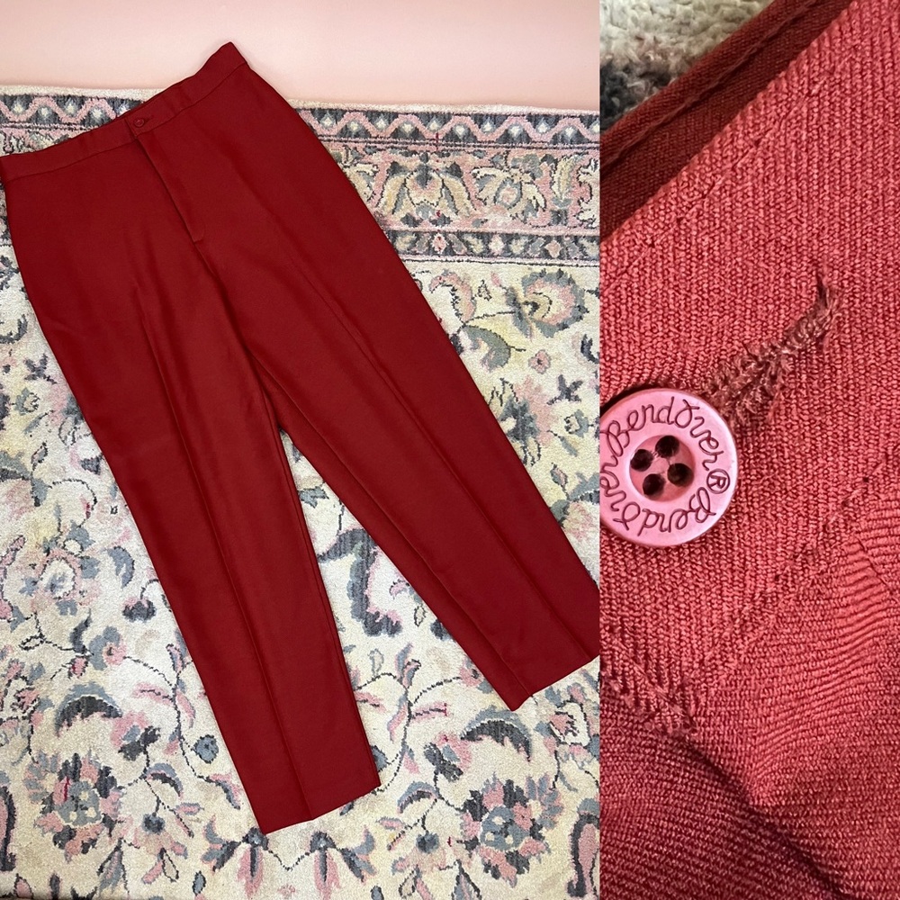 Vintage Waist 33 inches Rust Colored High Waisted Tapered Leg Pants